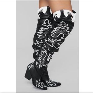 Western slouchy pointed toe thigh high boots